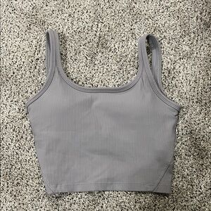 Purple Ribbed Crop Top